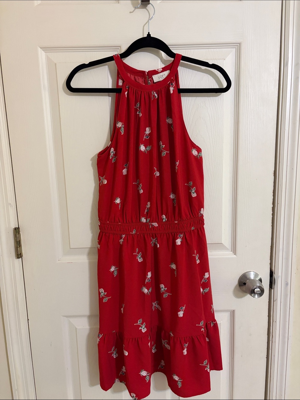 LOFT Red Floral Halter Dress for Women